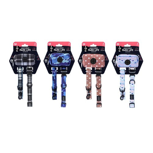 DOG COLLAR LEAD & WASTE BAG HOLDER SET M