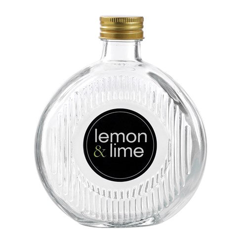 GLASS JAR RIBBED VERRE 350ML W/GOLD LID