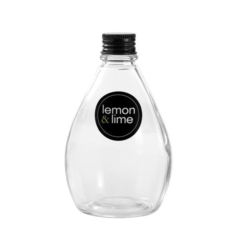 GLASS JAR BULB VERRE 200ML W/BLACK LID
