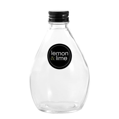 GLASS JAR BULB VERRE 350ML W/BLACK LID