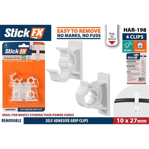 HOOKS ADHESIVE GRIP CLIPS 8MM 4PC