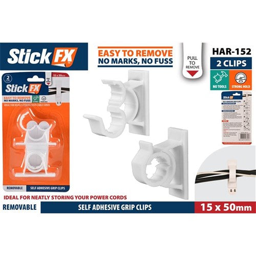 HOOKS ADHESIVE GRIP CLIPS 12MM 2PC
