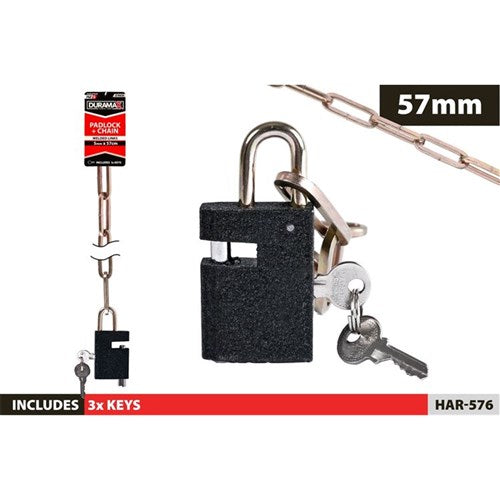 PADLOCK W/CHAIN 5MM X 80CM 2PC
