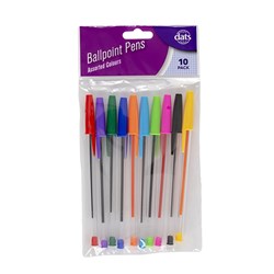 PENS BALLPOINT 10PK MIXED CLRS