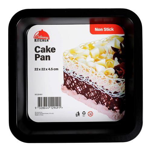 CAKE TIN SQR NON STICK 22X4CM