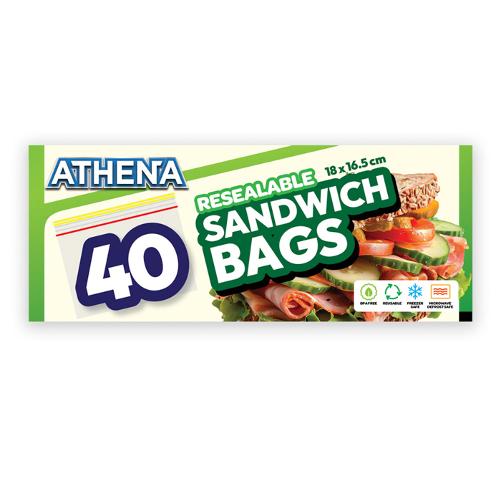 SANDWICH BAGS ZIP LOCK 18X16CM PK40
