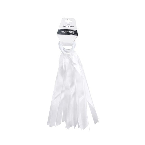 HAIR TIES TASSEL 2PK WHITE