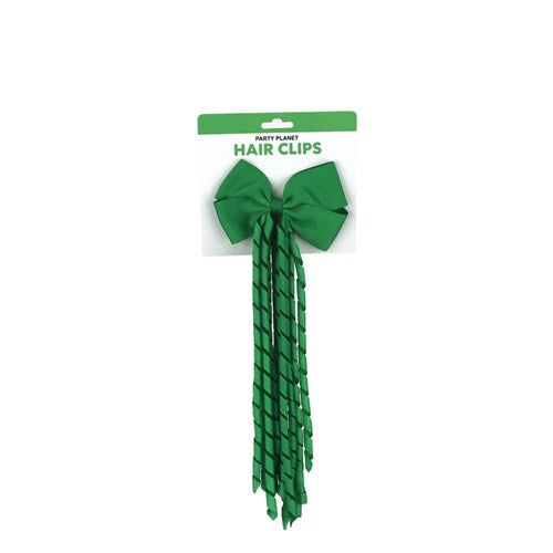 BOW TASSEL HAIR CLIP GREEN