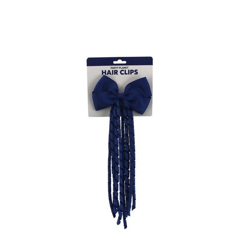 BOW TASSEL HAIR CLIP BLUE