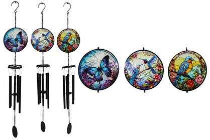 WINDCHIME METAL MOSAIC HUMB/BIRD 89CM