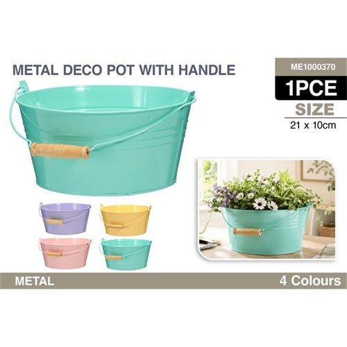 POT W/HANDLE 23CM ASST CLRS
