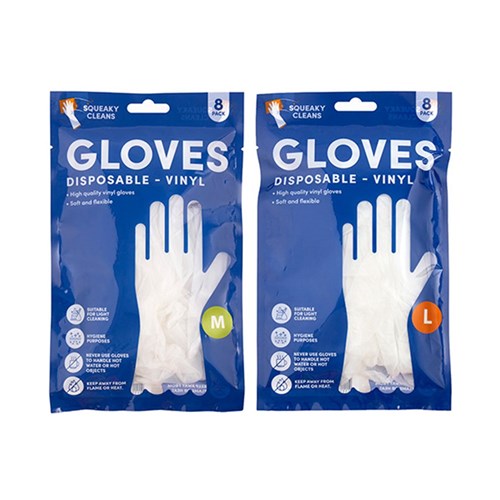 GLOVES DISPOSABLE VINYL PK8 M/L