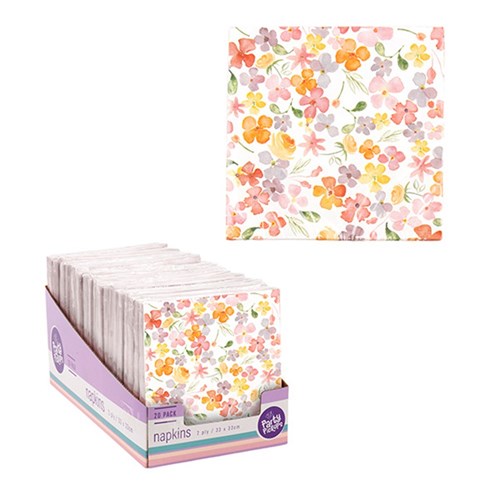 NAPKINS 20PK 33X33CM FLORAL ASST