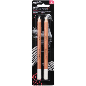 CHARCOAL PENCILS LGE WHITE HEX 2PC