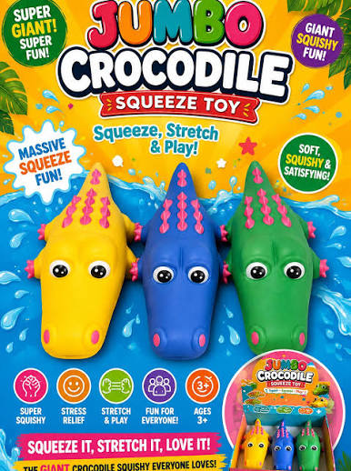 SQUISHY CROCODILE JUMBO ASST