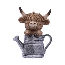HIGHLAND COW WATERING CAN SADDLE & BLOOM