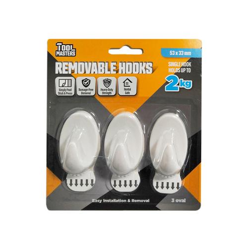 HOOKS ADHESIVE OVAL PK3 WHITE