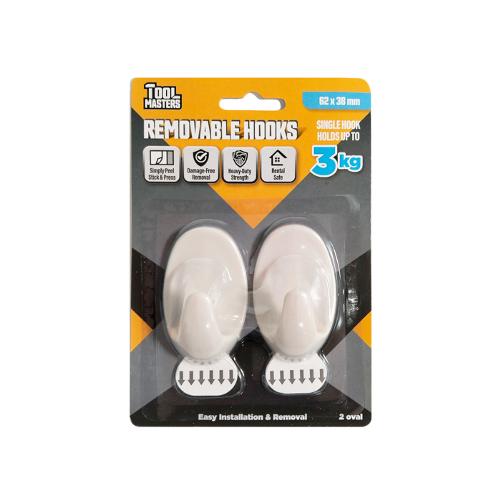 HOOKS ADHESIVE OVAL PK2 WHITE