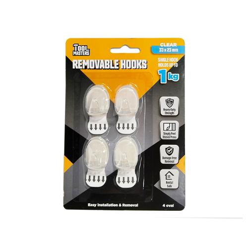 HOOKS ADHESIVE OVAL PK4 CLEAR