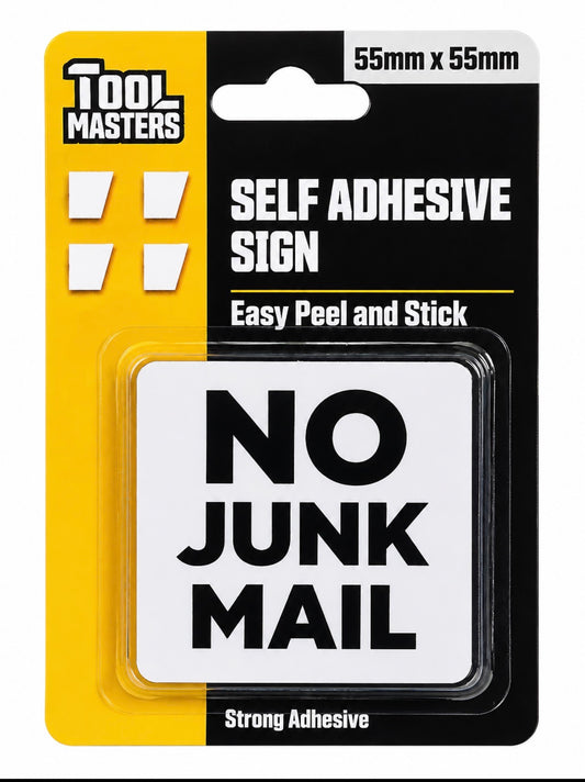 SIGN NO JUNK MAIL SELF ADHESIVE 5X5