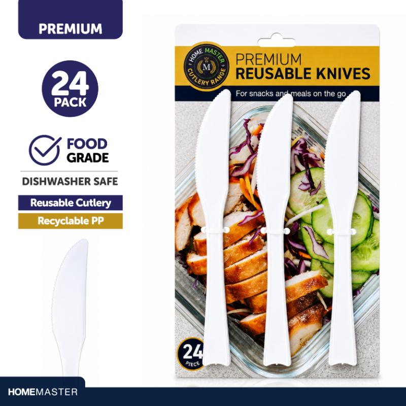 KNIVES PLASTIC REUSABLE 24PK 18CM WHT