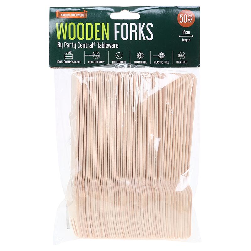 FORKS WOODEN ECO FRIENDLY 16CM 50PK