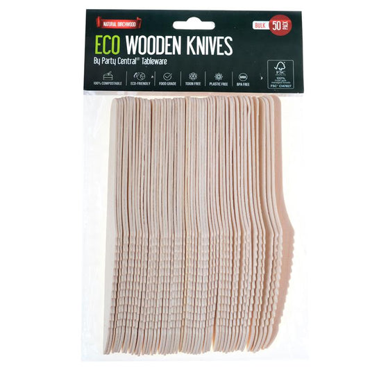 KNIVES WOODEN ECO FRIENDLY 16CM 50PK