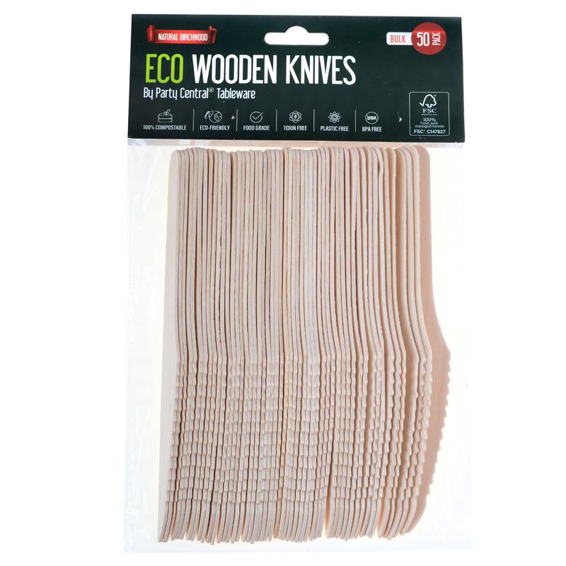 KNIVES WOODEN ECO FRIENDLY 16CM 50PK