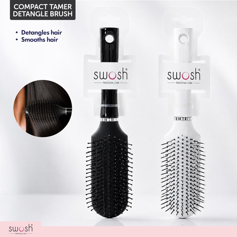 HAIR BRUSH TAMER COMPACT MED BLK/WHT