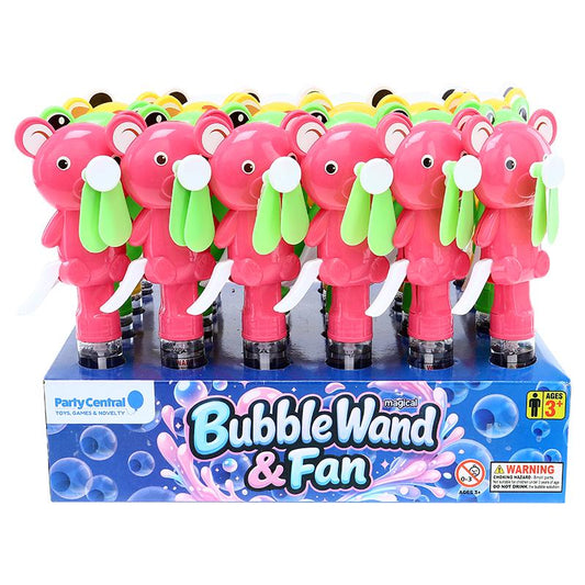 BUBBLE WAND & FAN ANIMAL HEAD ASST