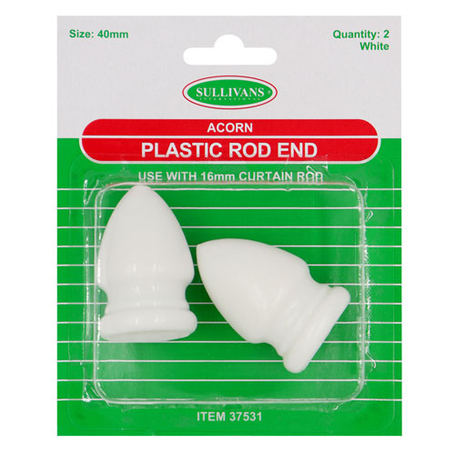 ROD ENDS ACORN WHITE 2PC