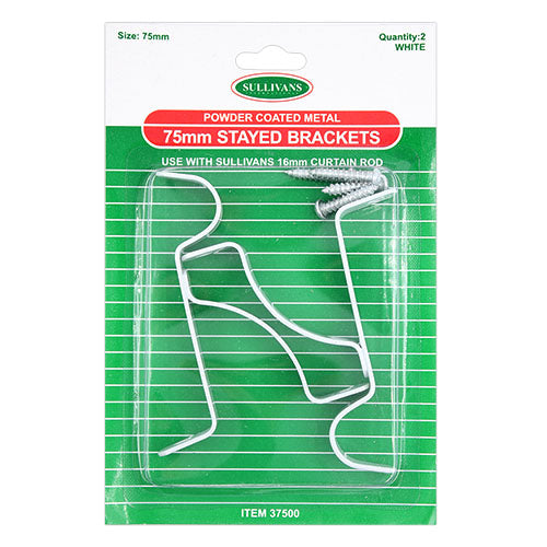 BRACKETS STAY 75MM WHITE 2PC