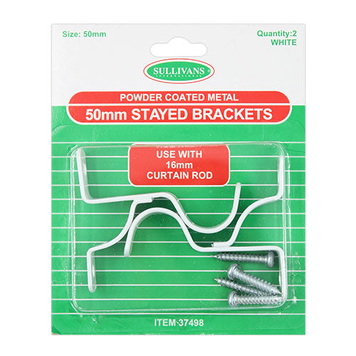 BRACKETS STAY 50MM WHITE 2PC
