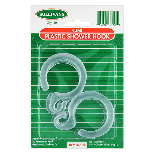 SHOWER CURTAIN HOOKS PLASTIC 35MM 10PC
