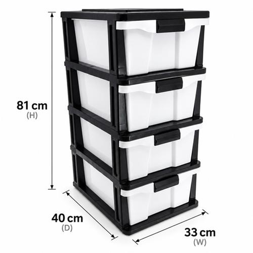 4 DRAWER COMP DRAWRS B/W