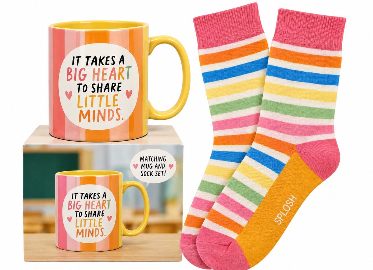 TEACHER BIG HEART MUG & SOCK SET