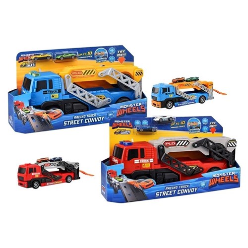 SEMI TRAILER TRUCK W/TRACK & 2 CARS