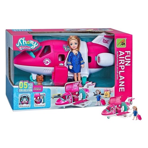 DOLL W/AIRPLANE SET 4PC