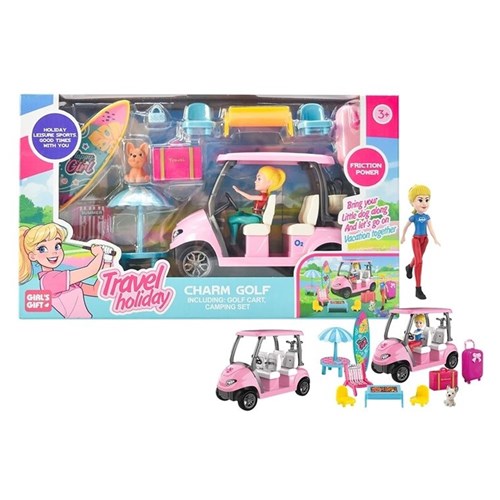 DOLL W/GOLF CART & CAMPING SET 11PC