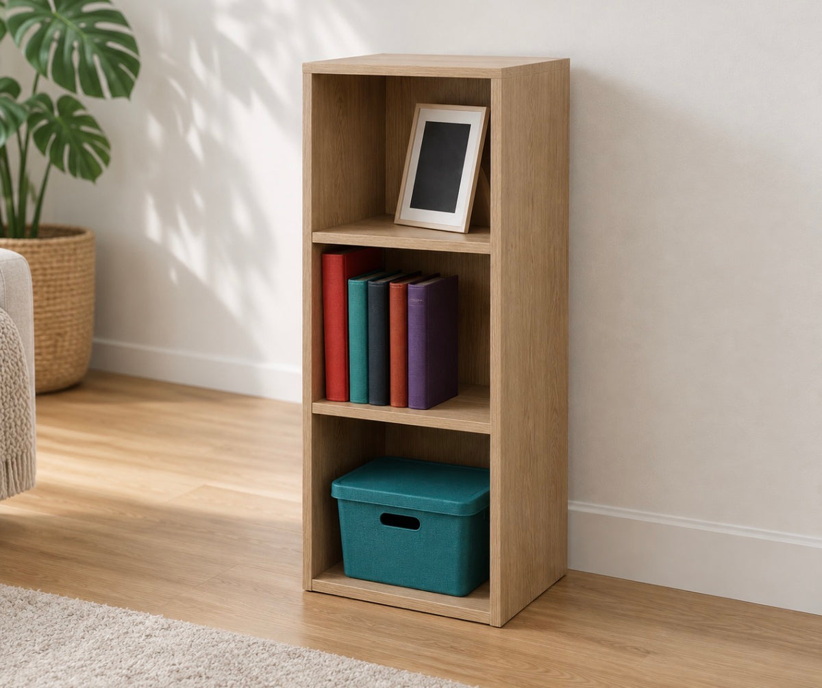 BOOKCASE 3 TIER OAK 29X23X79CM