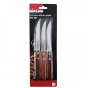 STEAK KNIFE W/WOOD HANDLE 3PC