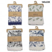 TABLECLOTH LINEN W/LACE 140X220CM