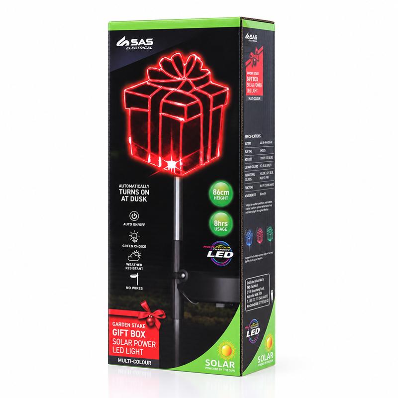 SOLAR GIFT BOX STAKE 13X11X86CM