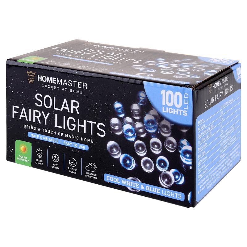 SOLAR FAIRY LIGHTS 100LED COOL WHIT/BLUE
