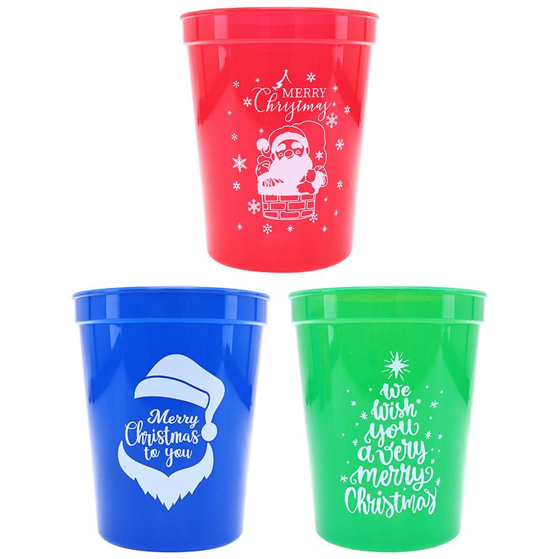 XMAS CUPS 520ML 3PC RED/GREEN/BLUE