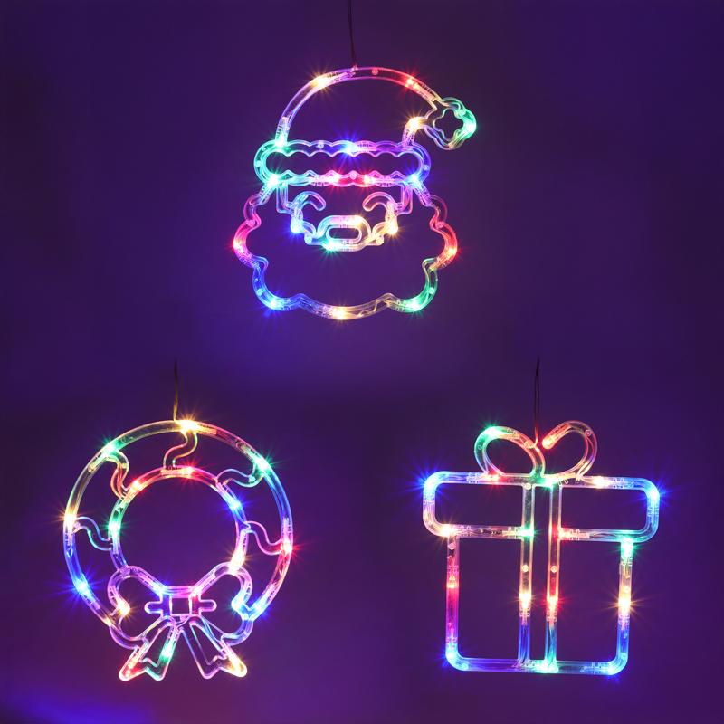 XMAS WINDOW SILHOUETTE LIGHTS B/O ASST