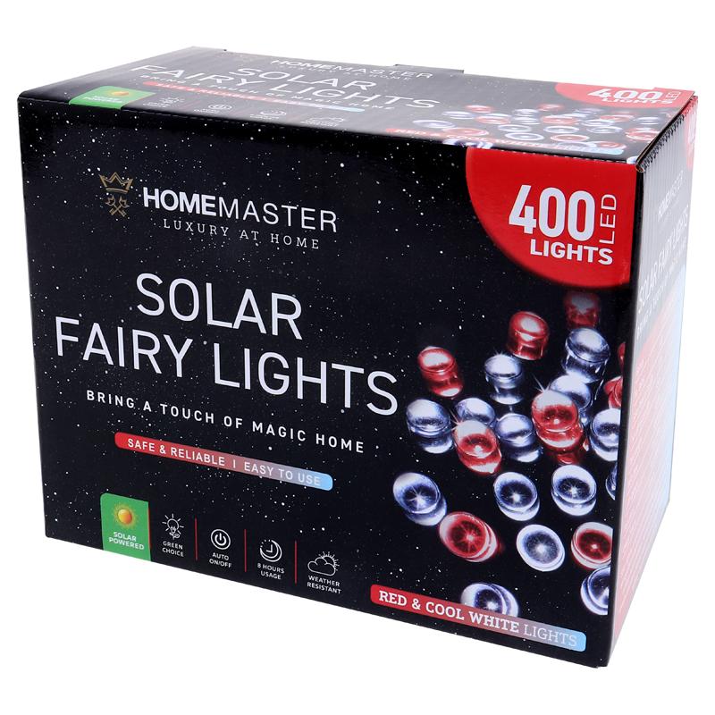 SOLAR FAIRY LIGHTS 400LED RED & WHITE