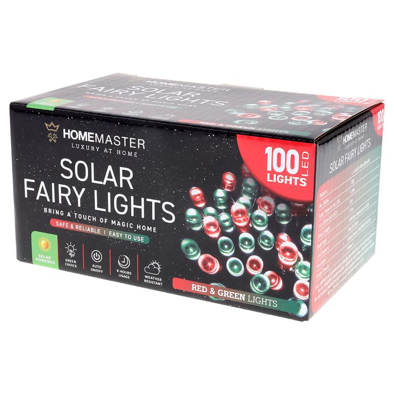 SOLAR FAIRY LIGHTS 100LED RED & GREEN