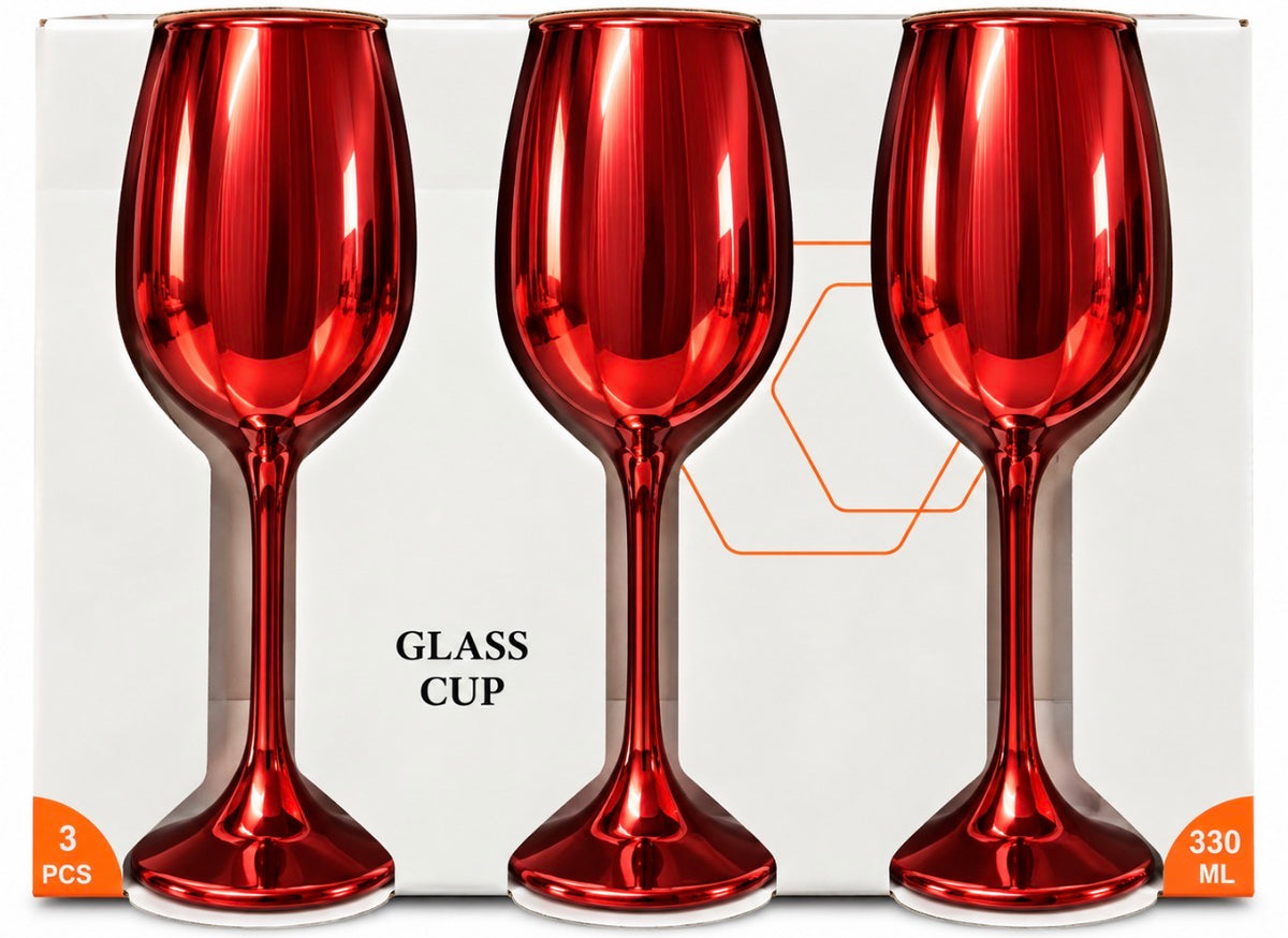 WINE GLASS 330ML PK3 RED