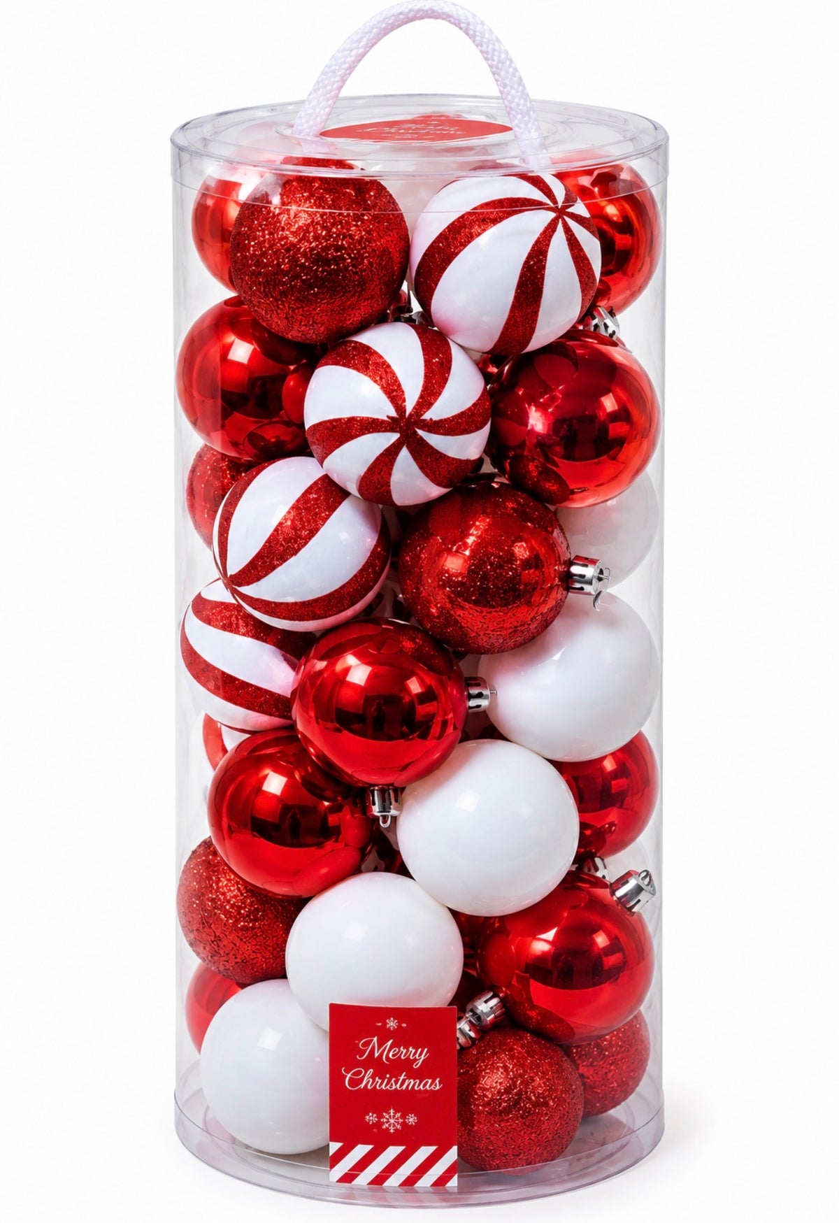 BAUBLES PK35 7CM RED/WHITE